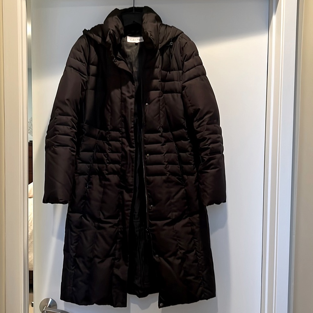 Women’s Black Calvin Klein Long Down-Feather Puffer Coat - size M
